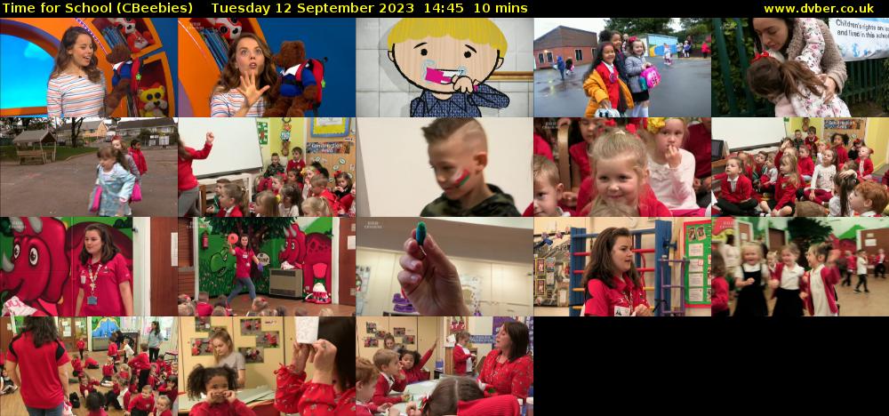 Time for School (CBeebies) Tuesday 12 September 2023 14:45 - 14:55