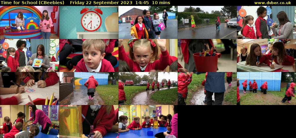 Time for School (CBeebies) Friday 22 September 2023 14:45 - 14:55