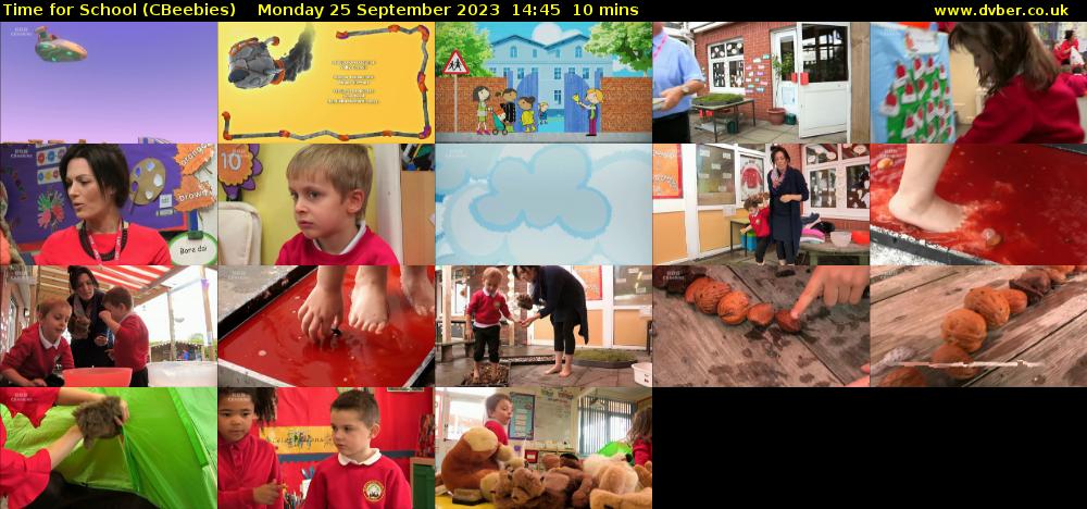 Time for School (CBeebies) Monday 25 September 2023 14:45 - 14:55