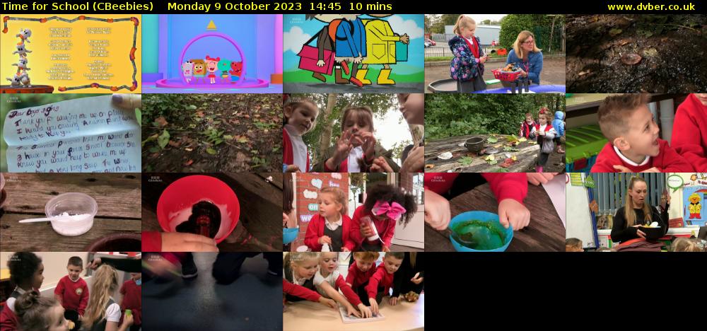 Time for School (CBeebies) Monday 9 October 2023 14:45 - 14:55