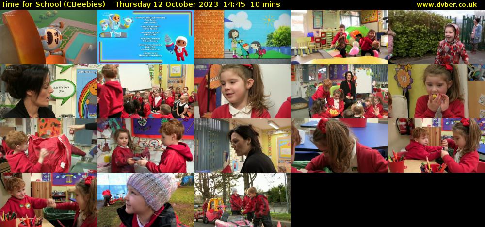 Time for School (CBeebies) Thursday 12 October 2023 14:45 - 14:55