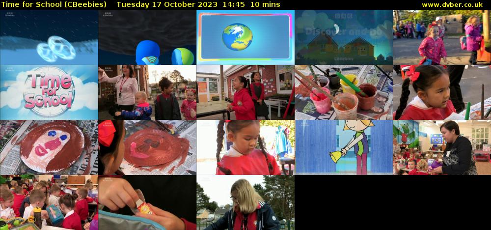 Time for School (CBeebies) Tuesday 17 October 2023 14:45 - 14:55