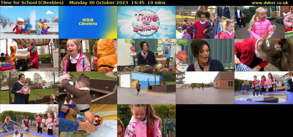 Time for School (CBeebies) Monday 30 October 2023 14:45 - 14:55