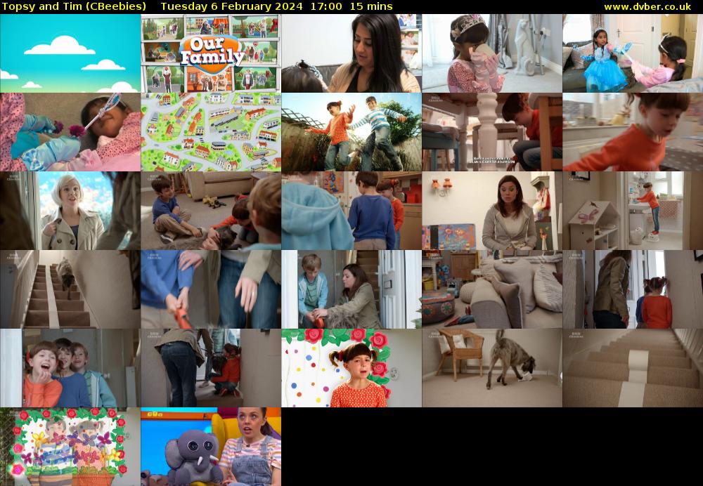 Topsy and Tim (CBeebies) Tuesday 6 February 2024 17:00 - 17:15