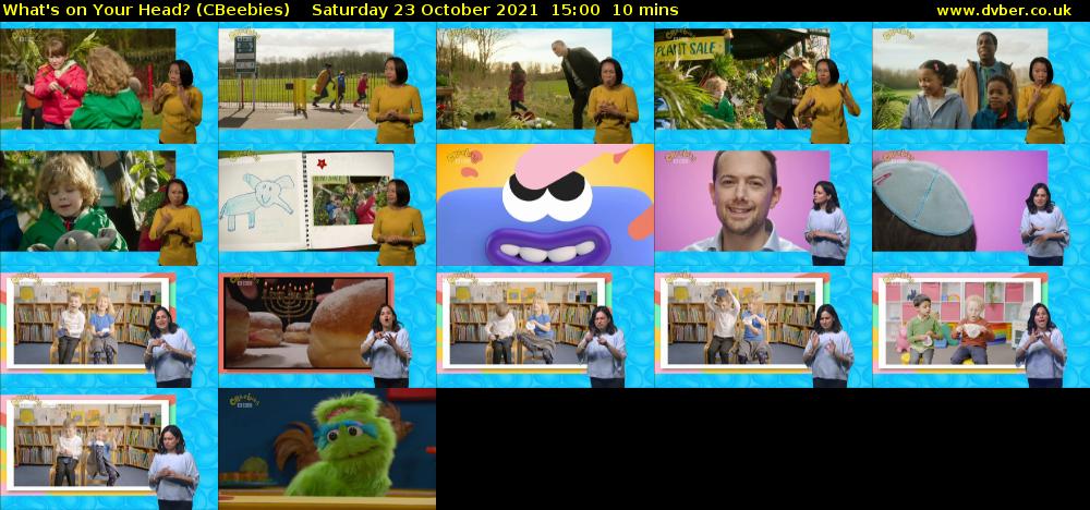 What's on Your Head? (CBeebies) Saturday 23 October 2021 15:00 - 15:10