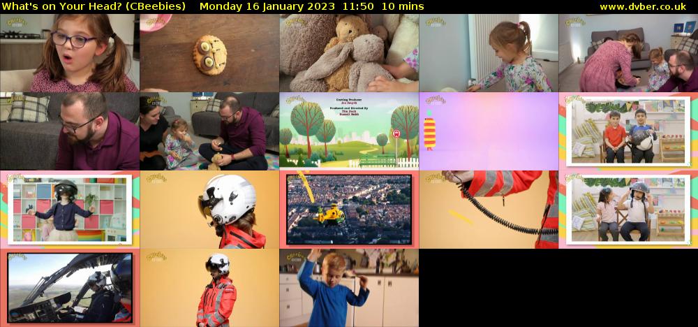 What's on Your Head? (CBeebies) Monday 16 January 2023 11:50 - 12:00