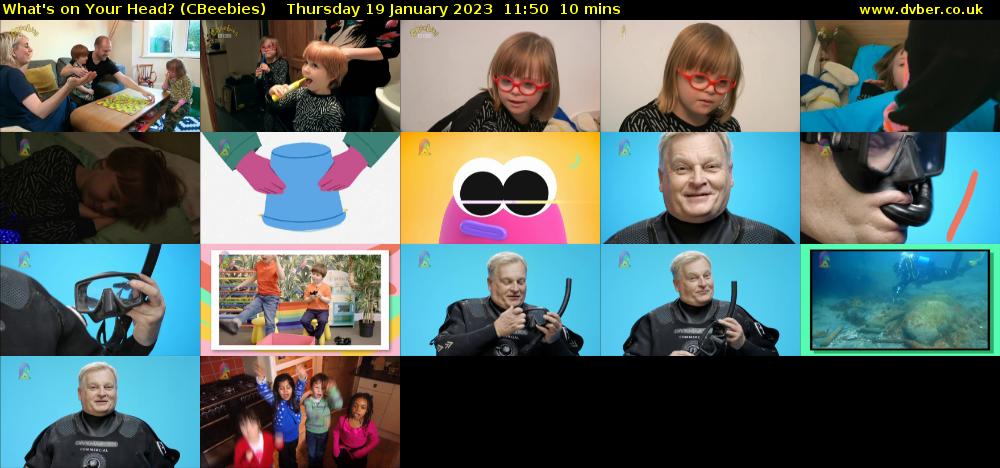 What's on Your Head? (CBeebies) Thursday 19 January 2023 11:50 - 12:00