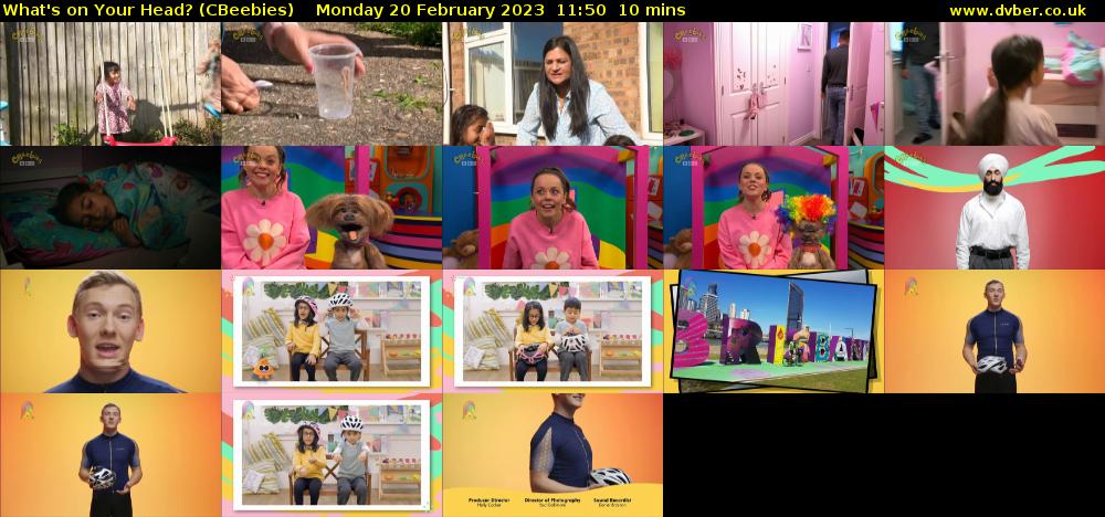 What's on Your Head? (CBeebies) Monday 20 February 2023 11:50 - 12:00
