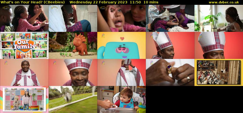 What's on Your Head? (CBeebies) Wednesday 22 February 2023 11:50 - 12:00