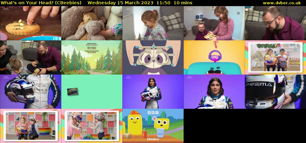 What's on Your Head? (CBeebies) Wednesday 15 March 2023 11:50 - 12:00