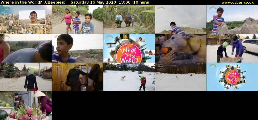 Where in the World? (CBeebies) Saturday 16 May 2020 13:00 - 13:10