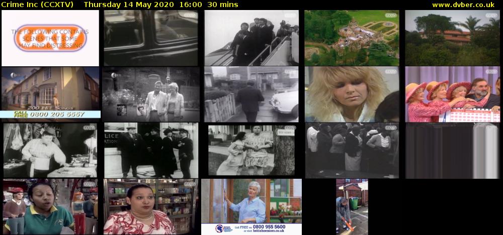 Crime Inc (CCXTV) Thursday 14 May 2020 16:00 - 16:30