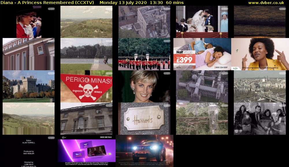 Diana - A Princess Remembered (CCXTV) Monday 13 July 2020 13:30 - 14:30