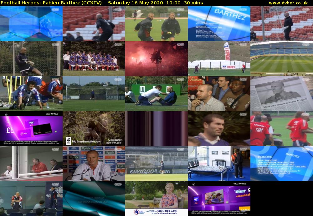 Football Heroes: Fabien Barthez (CCXTV) Saturday 16 May 2020 10:00 - 10:30