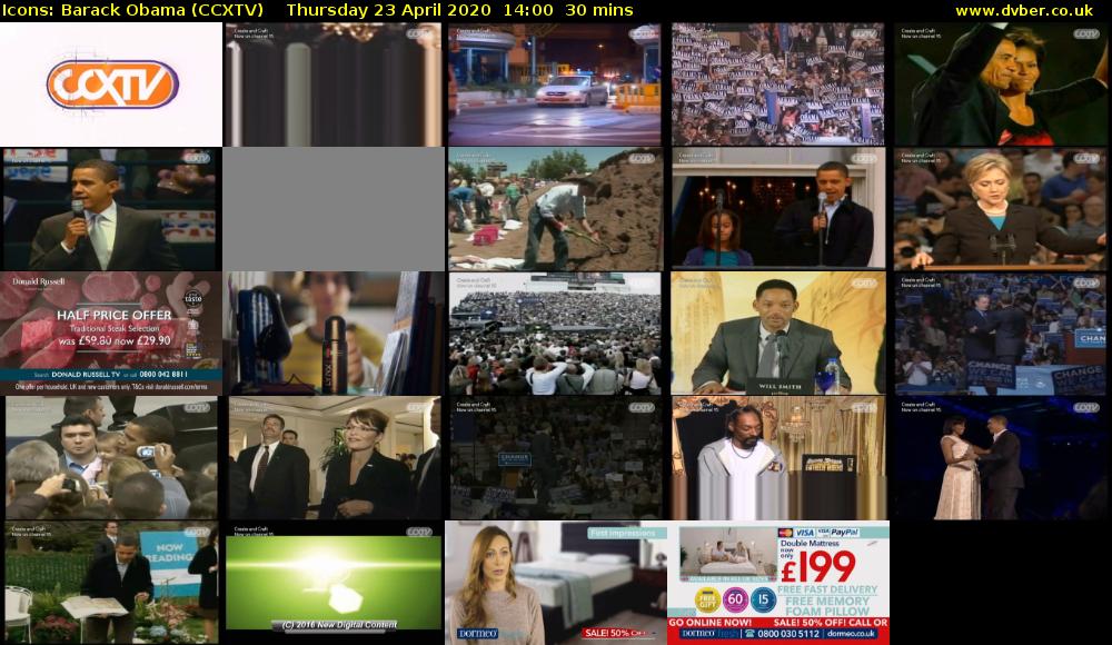 Icons: Barack Obama (CCXTV) Thursday 23 April 2020 14:00 - 14:30