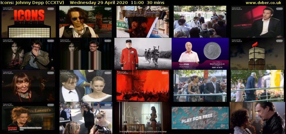 Icons: Johnny Depp (CCXTV) Wednesday 29 April 2020 11:00 - 11:30