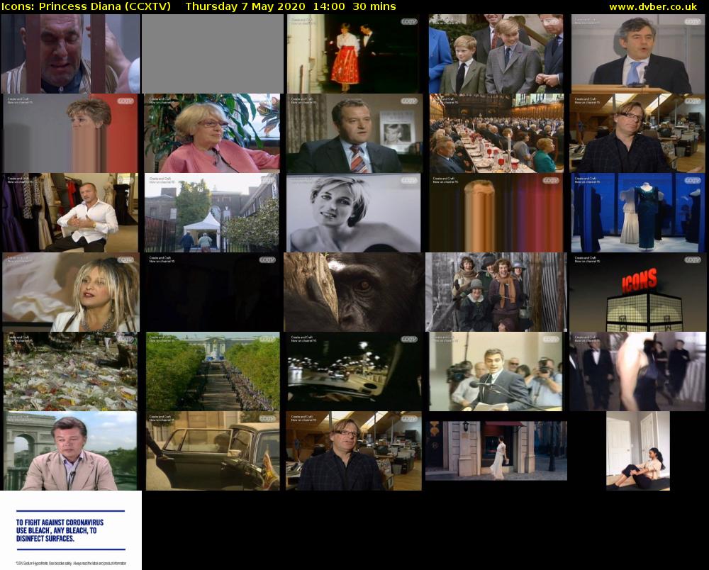 Icons: Princess Diana (CCXTV) Thursday 7 May 2020 14:00 - 14:30