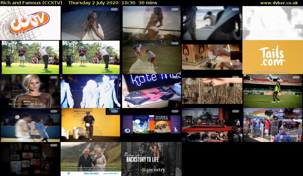 Rich and Famous (CCXTV) Thursday 2 July 2020 10:30 - 11:00