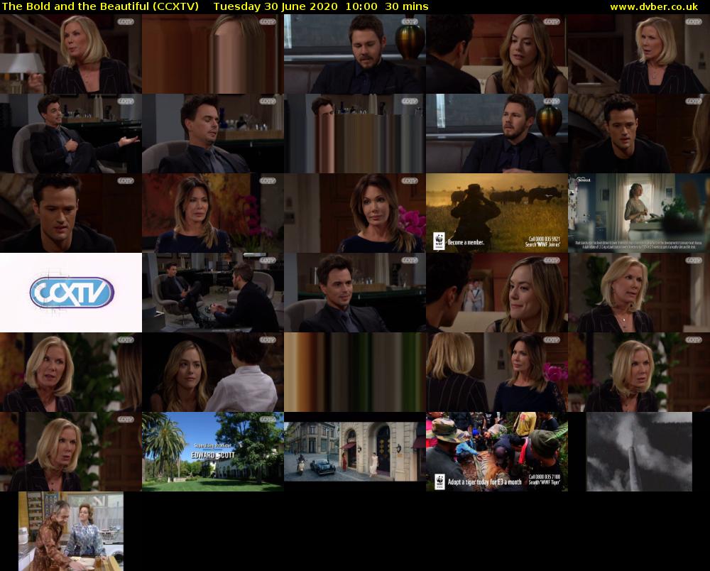 The Bold and the Beautiful (CCXTV) Tuesday 30 June 2020 10:00 - 10:30