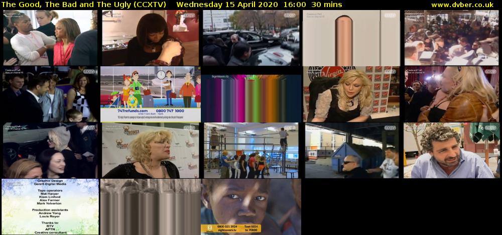 The Good, The Bad and The Ugly (CCXTV) Wednesday 15 April 2020 16:00 - 16:30