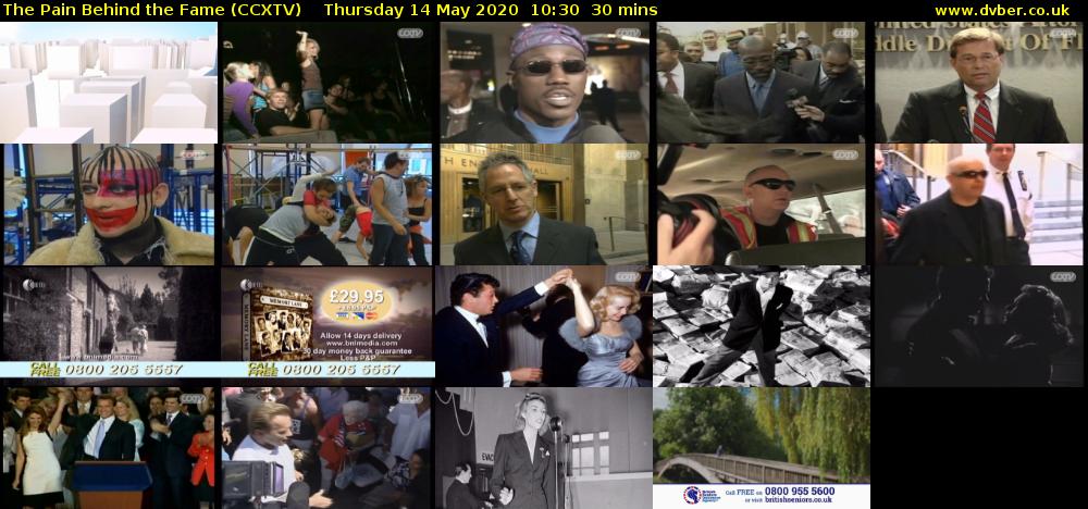 The Pain Behind the Fame (CCXTV) Thursday 14 May 2020 10:30 - 11:00