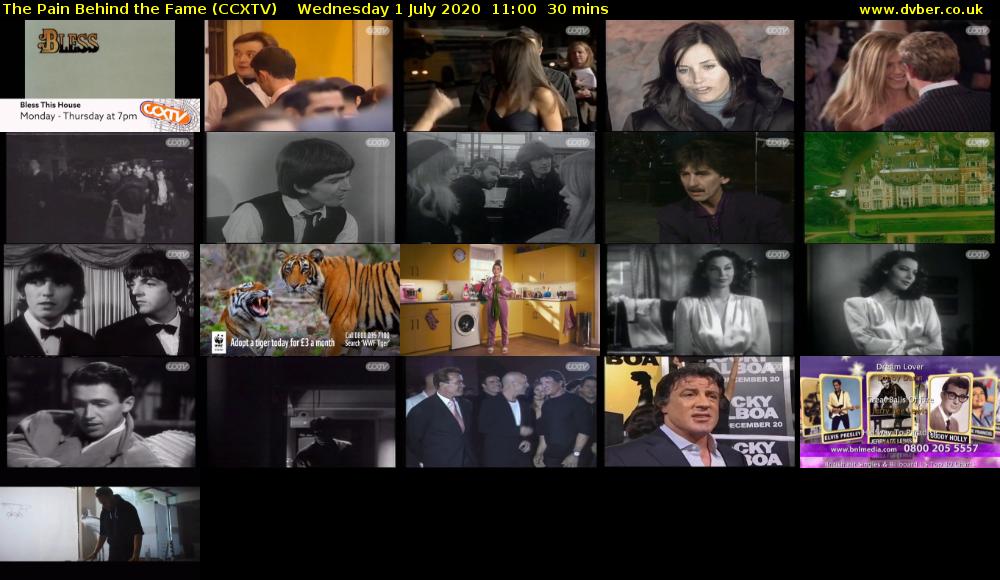 The Pain Behind the Fame (CCXTV) Wednesday 1 July 2020 11:00 - 11:30
