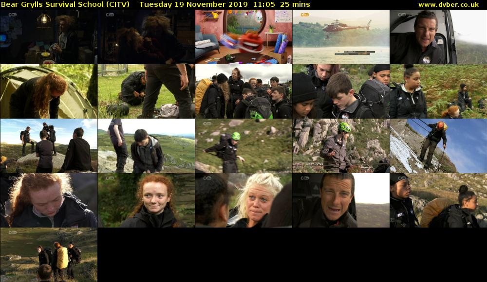 Bear Grylls Survival School (CITV) Tuesday 19 November 2019 11:05 - 11:30