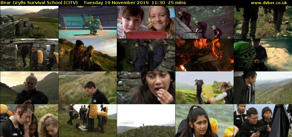 Bear Grylls Survival School (CITV) Tuesday 19 November 2019 11:30 - 11:55