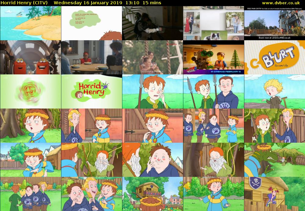 Horrid Henry (CITV) Wednesday 16 January 2019 13:10 - 13:25