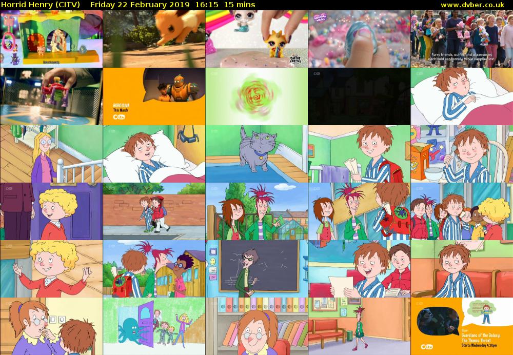 Horrid Henry (CITV) Friday 22 February 2019 16:15 - 16:30