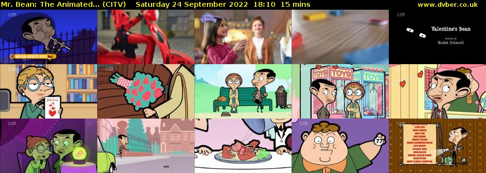 Mr. Bean: The Animated... (CITV) Saturday 24 September 2022 18:10 - 18:25