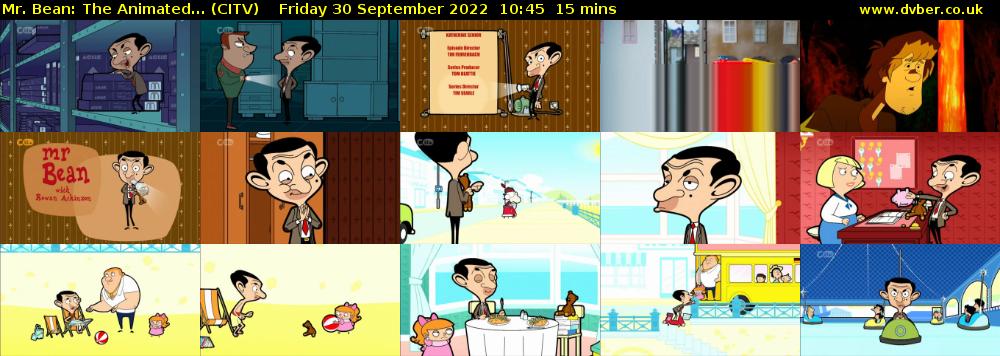 Mr. Bean: The Animated... (CITV) Friday 30 September 2022 10:45 - 11:00