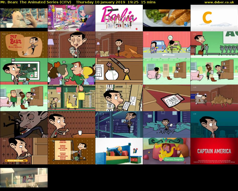 Mr. Bean: The Animated Series (CITV) Thursday 10 January 2019 19:25 - 19:40