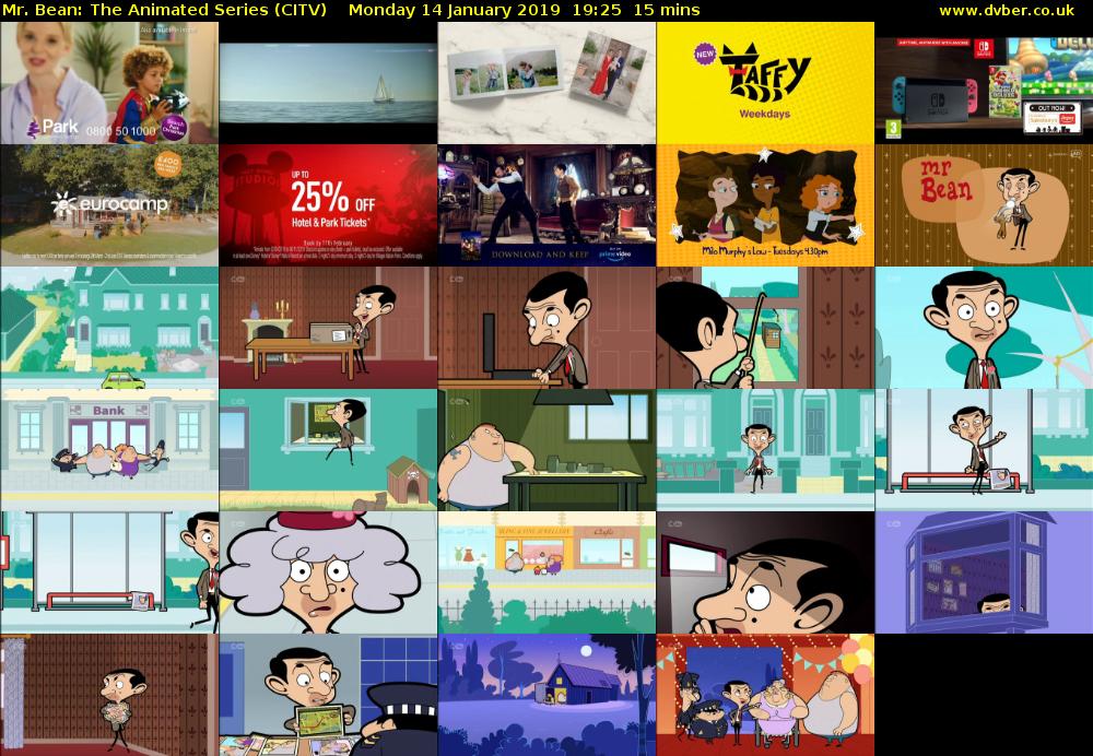Mr. Bean: The Animated Series (CITV) Monday 14 January 2019 19:25 - 19:40