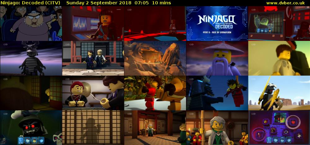 Ninjago: Decoded (CITV) Sunday 2 September 2018 07:05 - 07:15