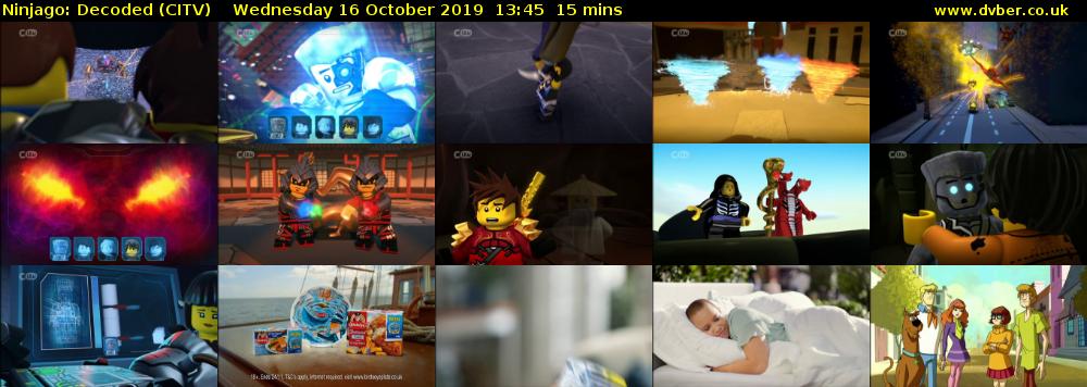 Ninjago: Decoded (CITV) Wednesday 16 October 2019 13:45 - 14:00