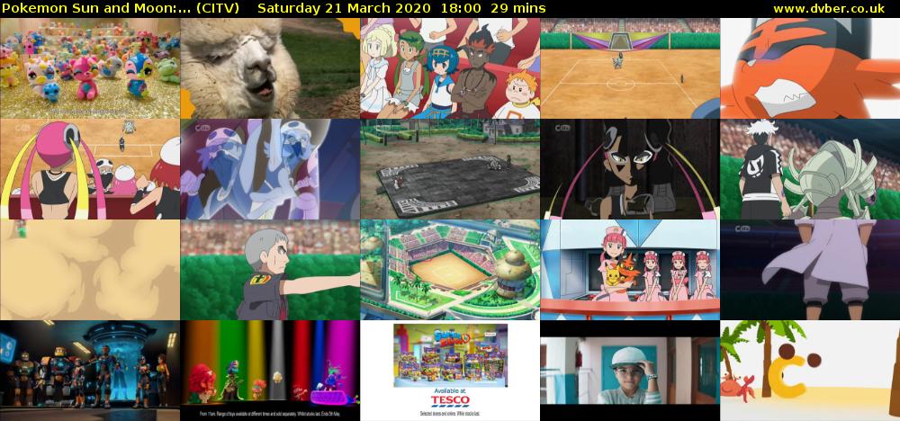 Pokemon Sun and Moon:... (CITV) Saturday 21 March 2020 18:00 - 18:29