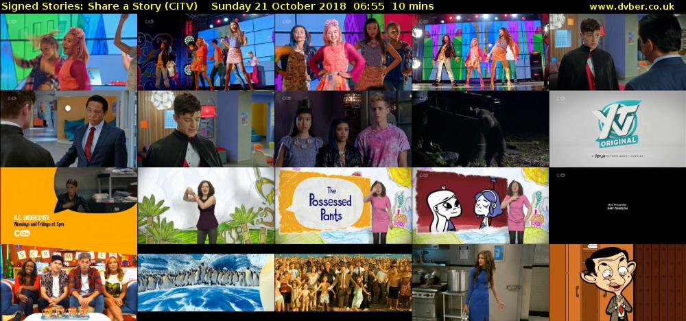 Signed Stories: Share a Story (CITV) Sunday 21 October 2018 06:55 - 07:05
