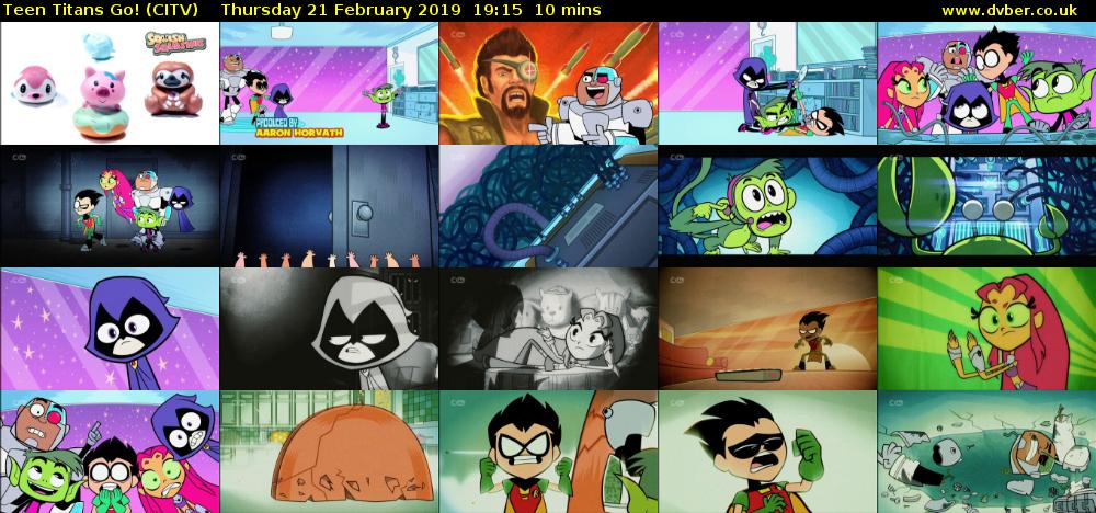 Teen Titans Go! (CITV) Thursday 21 February 2019 19:15 - 19:25