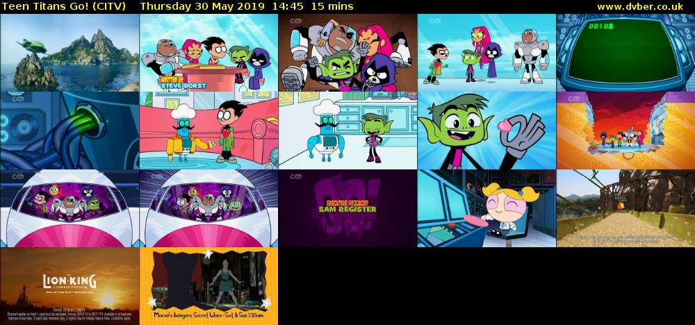 Teen Titans Go! (CITV) Thursday 30 May 2019 14:45 - 15:00