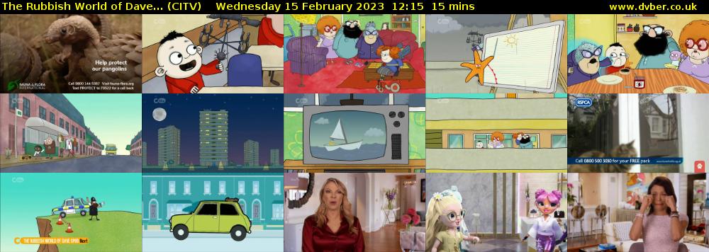 The Rubbish World of Dave... (CITV) Wednesday 15 February 2023 12:15 - 12:30