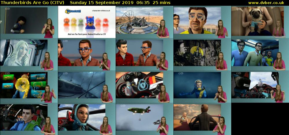 Thunderbirds Are Go (CITV) Sunday 15 September 2019 06:35 - 07:00