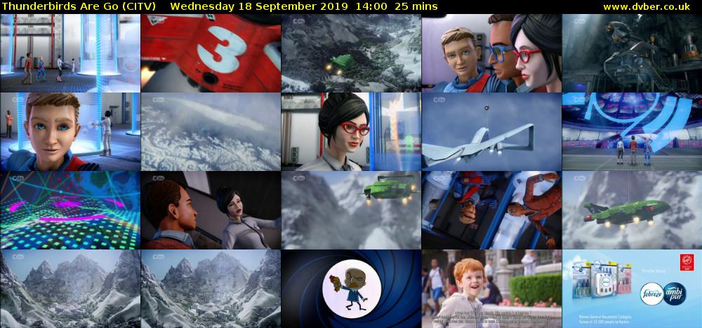 Thunderbirds Are Go (CITV) Wednesday 18 September 2019 14:00 - 14:25