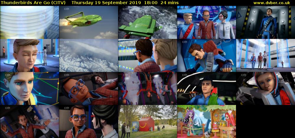 Thunderbirds Are Go (CITV) Thursday 19 September 2019 18:00 - 18:24
