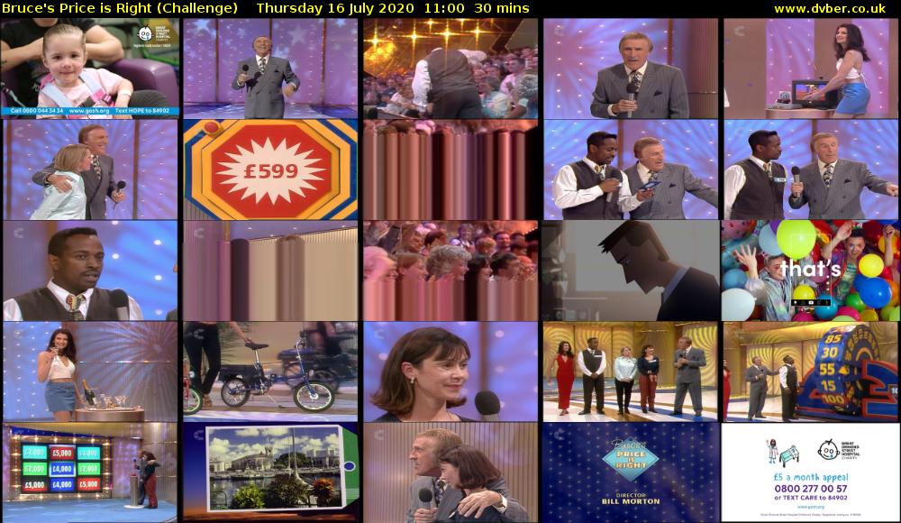 Bruce's Price Is Right (Challenge) Thursday 16 July 2020 11:00 - 11:30