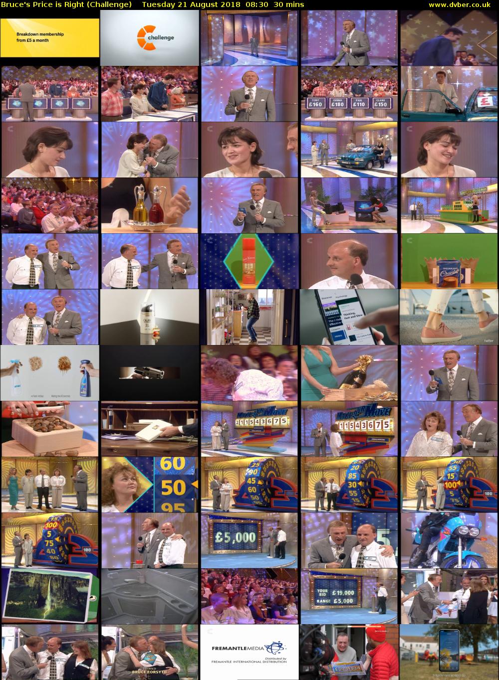 Bruce's Price is Right (Challenge) Tuesday 21 August 2018 08:30 - 09:00