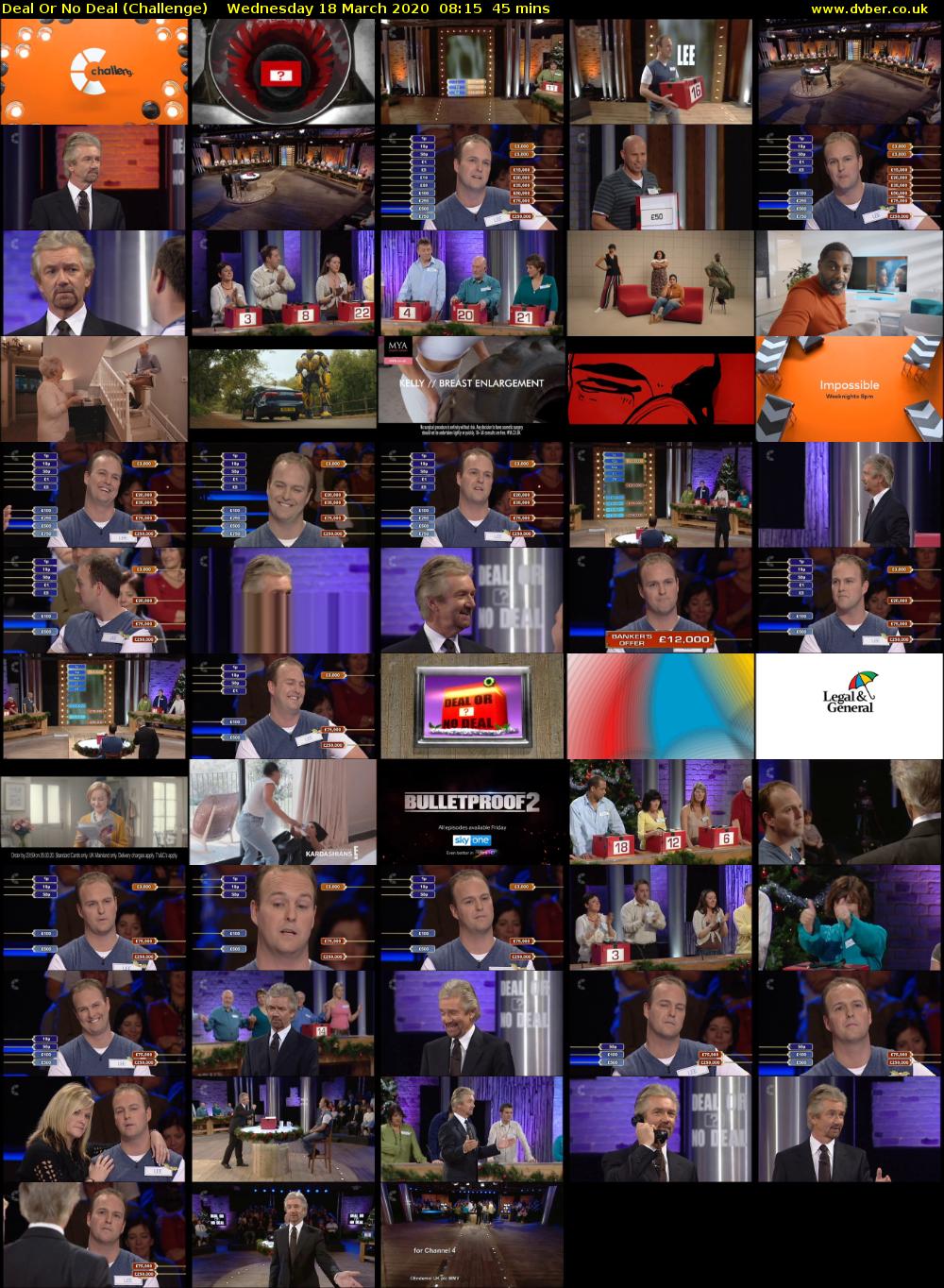 Deal Or No Deal (Challenge) Wednesday 18 March 2020 08:15 - 09:00
