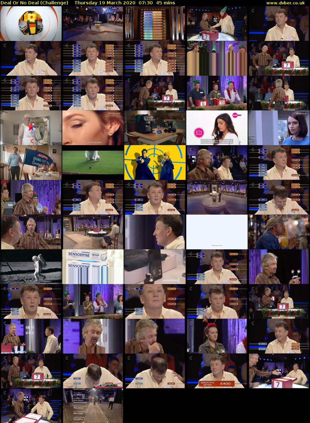 Deal Or No Deal (Challenge) Thursday 19 March 2020 07:30 - 08:15