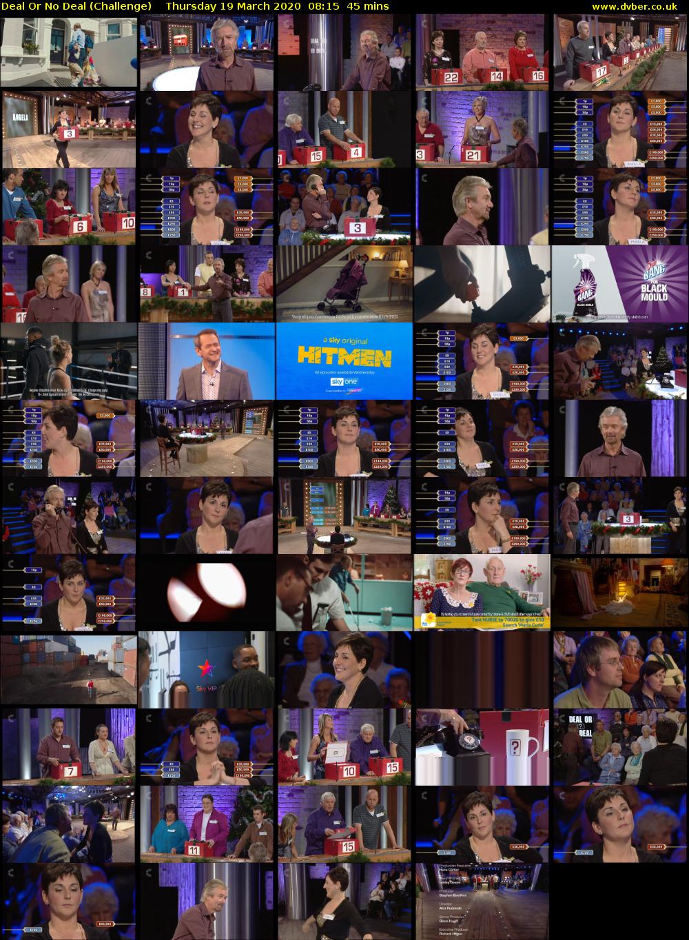 Deal Or No Deal (Challenge) Thursday 19 March 2020 08:15 - 09:00