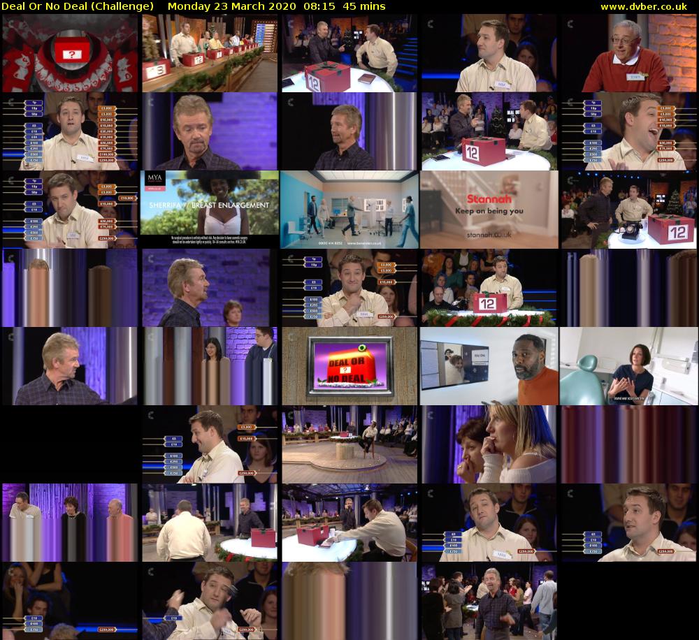 Deal Or No Deal (Challenge) Monday 23 March 2020 08:15 - 09:00